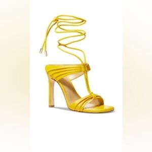 Michael Kors Yellow Michael Mmk Gabriellea Ankle Tie High Dress Sandals Size 8